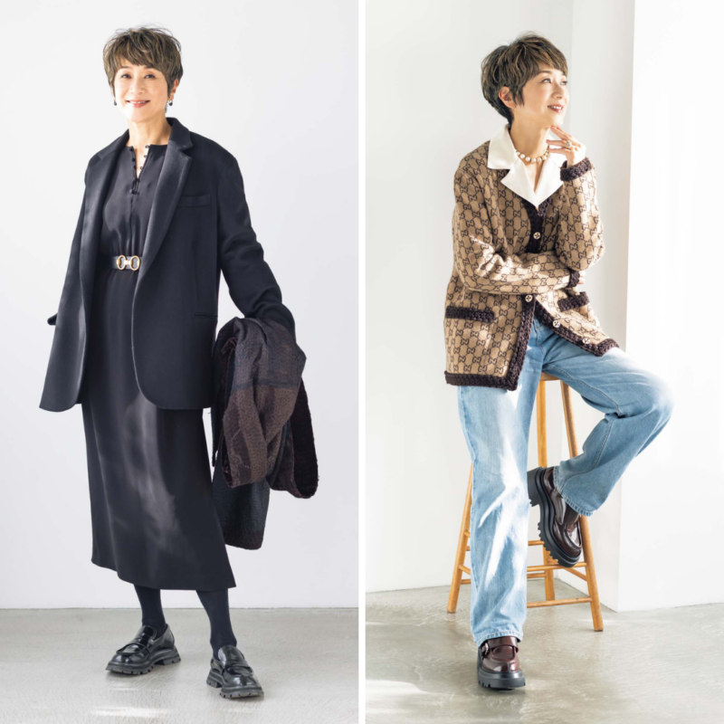 【60代ファッション】モデル・黒田知永子さんのリアル私服をご紹介！オールシーズン着られるアイテムに小物で季節感をプラスして