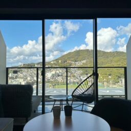 「長崎スタジアムシティホテル」の部屋からの景色