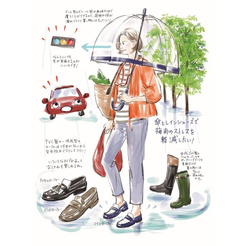 【60代ライフスタイル】雨の日のストレス軽減！お出かけがちょっと楽しくなる傘とレインシューズ！【植草桂子の気分だけでも大人修行】