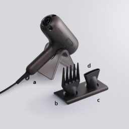 a 本体スタンド、b ボリュームアップ ＆ストレーター、c ノズルスタンド、d セットノズル