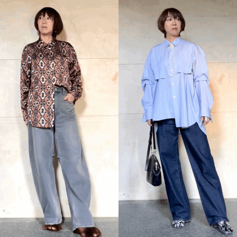 【60代ファッション】カジュアルだけじゃない！大人のワイドデニムスタイル2選！モードでかっこいい着こなしをご紹介【素敵世代のデニムコーデ】