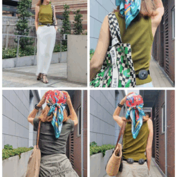 スカート／gu、タンクトップ／h&m、ベルト／shein、半袖tシャツ／uniqlo