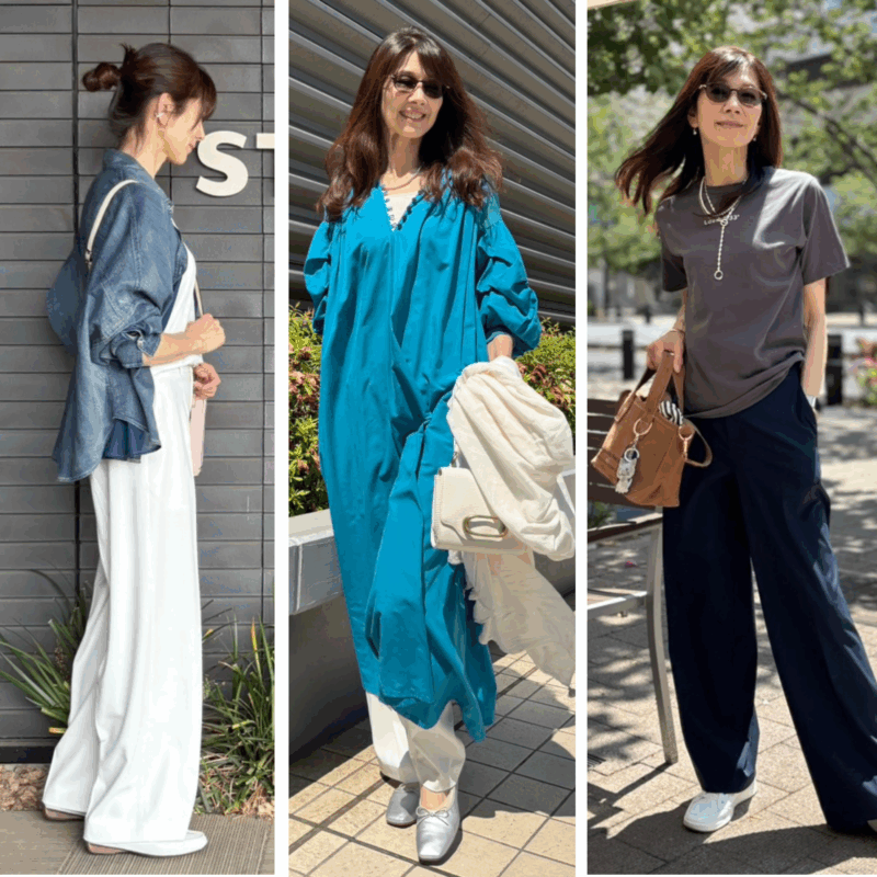 【50代ファッション】初夏のマストバイアイテム！「ユニクロ」の「スマートワイドパンツ」着まわし3days