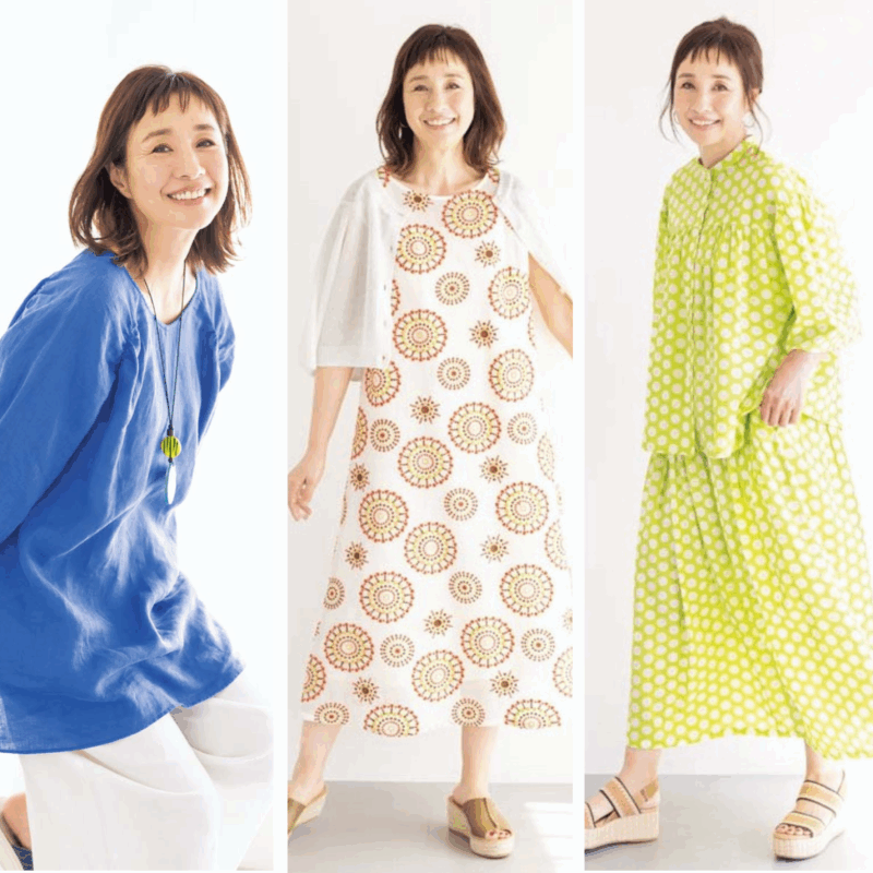 【60代ファッション】鮮やかな色柄に心ときめく！「タバサ」で楽しむ軽やか夏コーデ3スタイルをお届け！