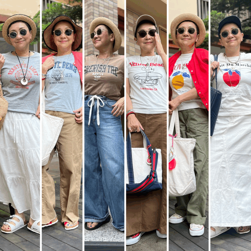 【60代プチプラファッション】夏のTシャツコーデは「しまむら」「H&M」で！高見えコーデ6選