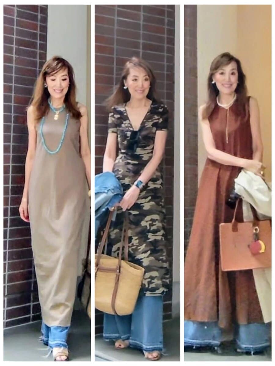 ワンピース＋デニムの着こなし