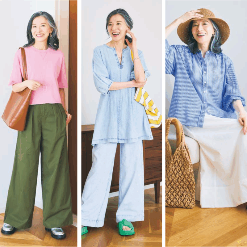 【60代ファッション】薄着の季節に60代が着映えるアイテムを探すなら？「GAP」で始める初夏のおしゃれ計画！素敵世代のおすすめコーデ3選