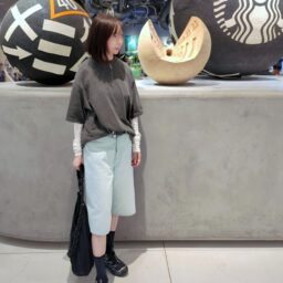 トレンドバミューダショーツ白デニム（H＆M）