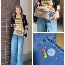 Tシャツ／GOODFELLOWS、ジャケット／POLO RALPH LAUREN、バッグ／BORBONESE