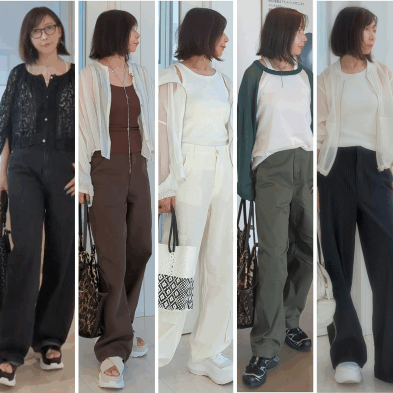 【60代ファッション】シアートップスを品よくオシャレに！「ユニクロ」見せブラトップで涼感コーデ5選