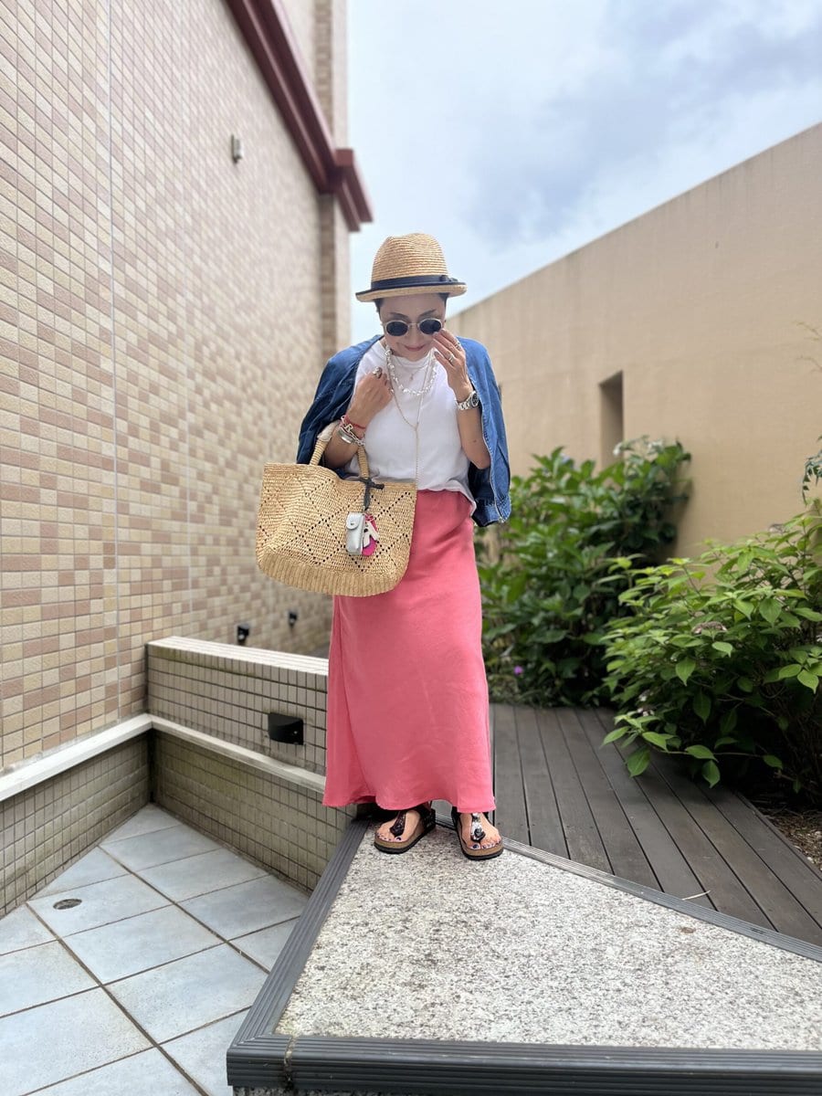 カゴバッグコーデ
