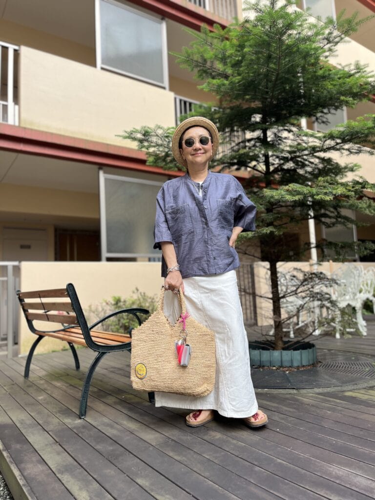 カゴバッグコーデ