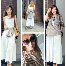 シャツ／ZARA ワンピース／JOINT WORKS サンダル／LE TALON カゴバッグ／ZARA