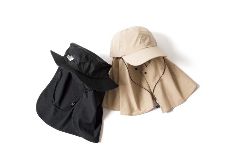 キャップ¥3,990／アンフィーロ、バケットハット¥8,580／ザ・ノース・フェイス（ゴールドウイン カスタマーサービスセンター）