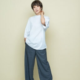 オーバーサイズショートスリーブモックネックTシャツ