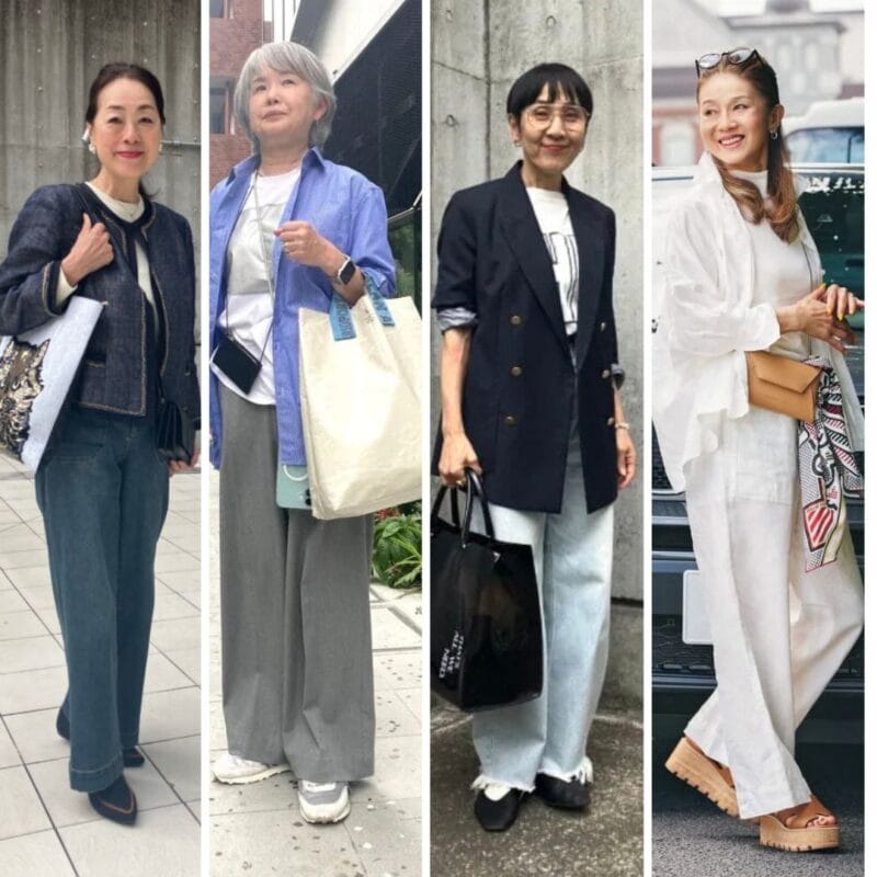 【60代お手本スナップ】スタイルアップを叶える着こなしとは？暑い日も軽やかに着こなす爽やかワイドシルエットパンツコーデ4選