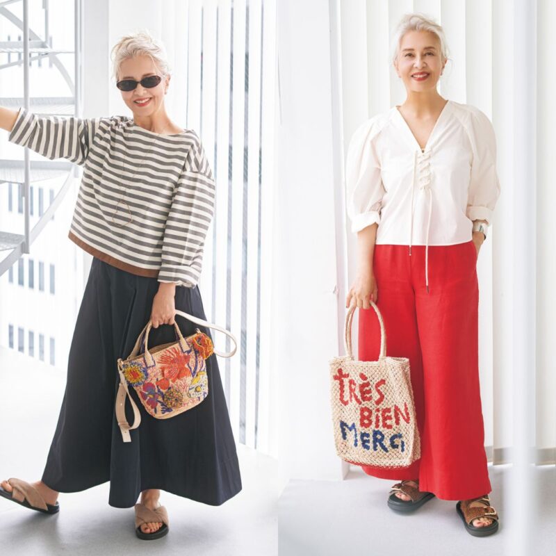【60代ファッション】定番「シャツ」「ブラウス」コーデを刷新！結城アンナさんが考える夏のあかぬけスタイル2選