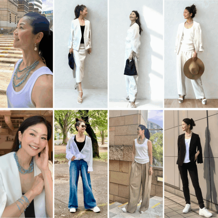 【50代ファッション】夏本番！暑い日も爽やかに着こなす夏コーデ9選＆夏アクセサリー活用法
