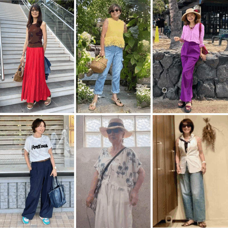 【60代ファッション】60代夏のほめられ服！「鮮やかカラー」＆「柄アイテム」でおしゃれを底上げする着こなしのヒントになるブログ6選