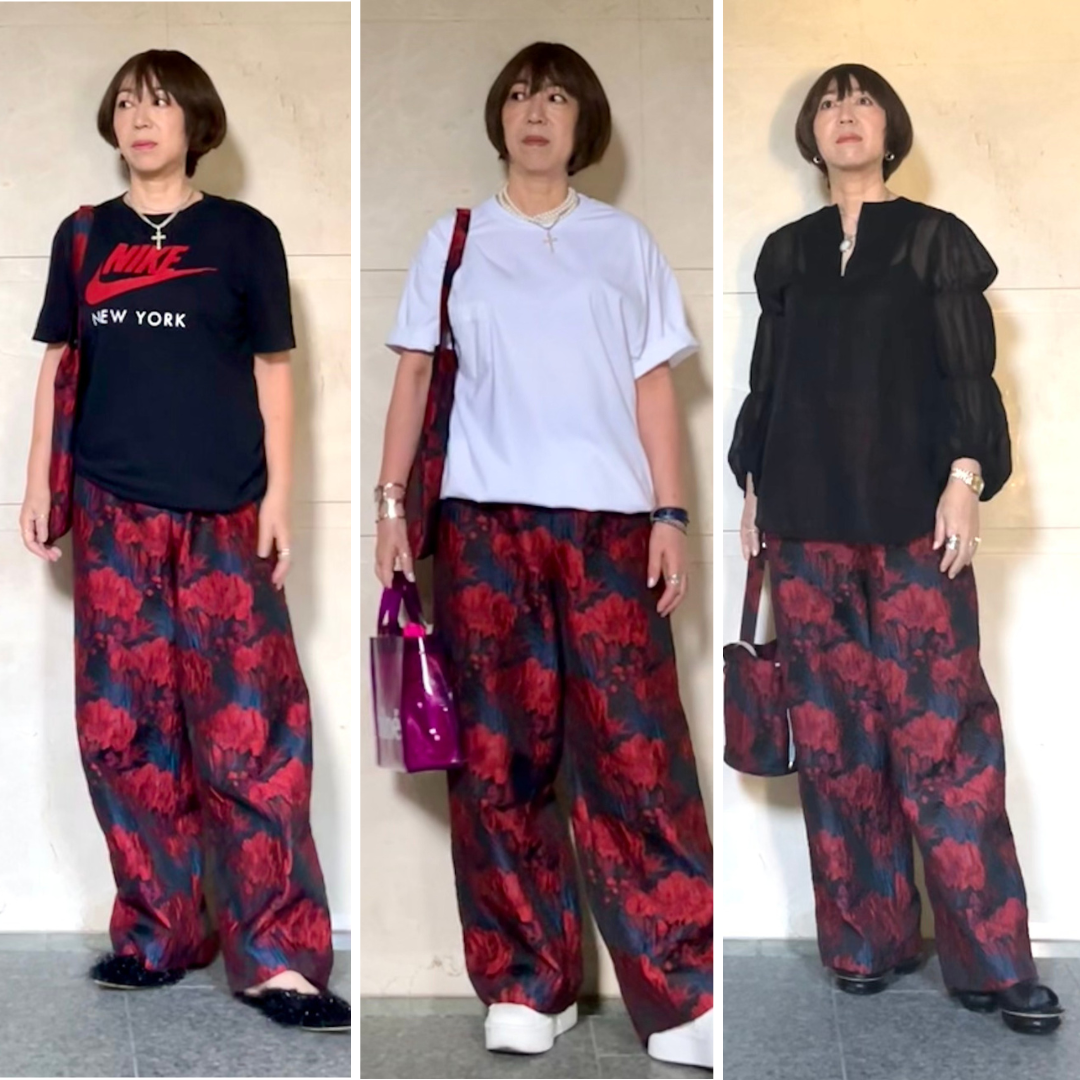 上林恵子さんのワイドパンツコーデ3選