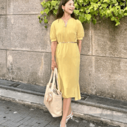 one-piece：setaichiro、 pumps：ginza yoshinoya、 bag：Chloé 、 pierce & necklace：S-by MARTIN
