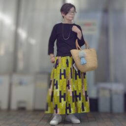 「VLISCO社製」のアフリカ生地で作ったスカート