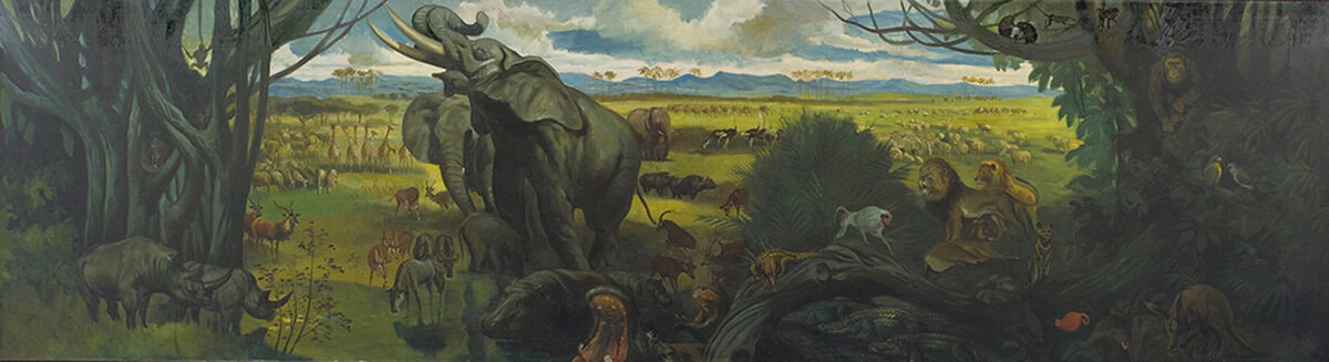 宮本三郎《東山動物園猛獣画廊壁画No.3》1948年