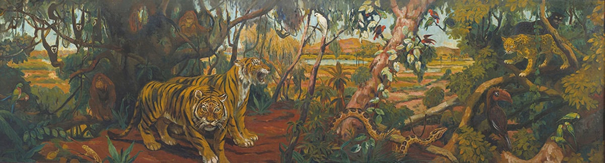 水谷清《東山動物園猛獣画廊壁画No.2》1948年