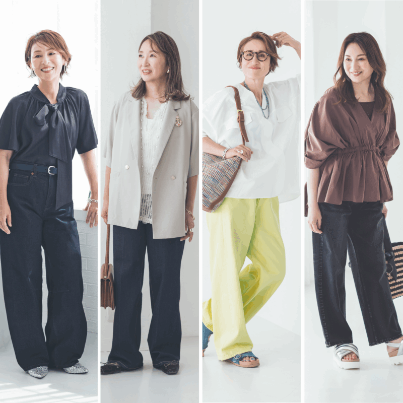 【60代デニム】60代が選ぶべきデニムと着こなし方は？「ブラックデニム」「カラーデニム」「太めデニム」「いつものデニム」をアップデートした着こなしに！【スタイリストMaikoさんがアドバイス】