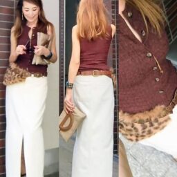 ジレ／H&M、 デニムスカート／APRETRO、 ファーベルト／SHEIN
