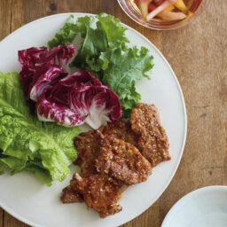 「甘辛豚肉の葉包み」と「葉しょうがとみょうがの甘酢漬け」