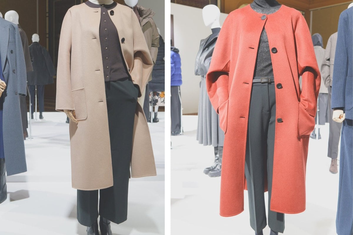 PLST_ウールブレンドリバーカラーレスロングコート