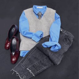 Shirts .. L'Appartement、Vest ... JOHN LAWRENCE SULLIVAN、Denim .. CADUNE、Shoes ... CELINE