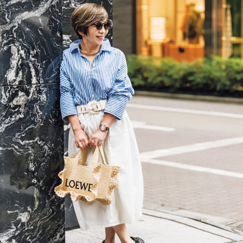 【60代お手本スナップ】おしゃれすぎるマダムを銀座でキャッチ!チアリーディング練習後の69歳だなんて、カッコいい!