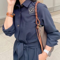 有村さんネイビーシャツワンピコーデ2