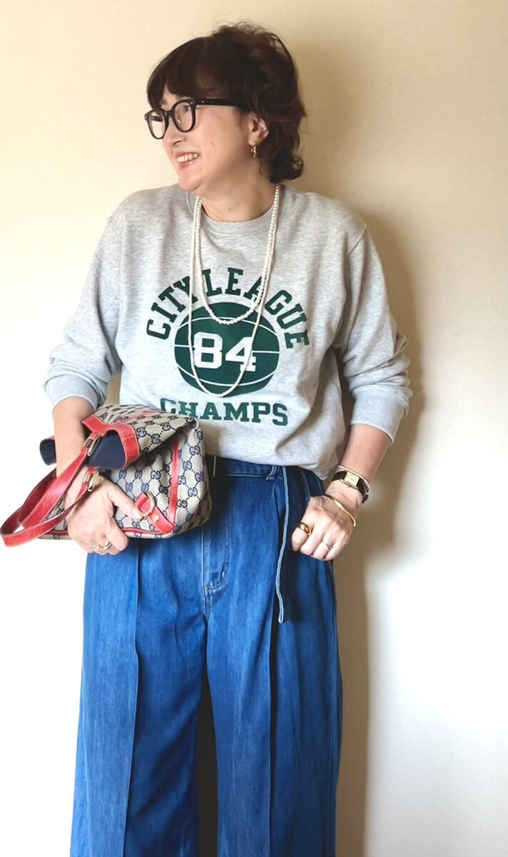 yumikoさんスウェット×デニムコーデポイント