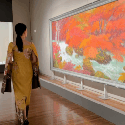 ドレスも映える美術館内