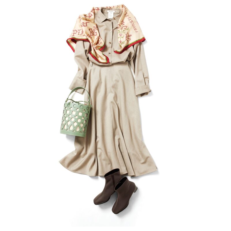 【60代ファッション】きちんと感とやわらかい雰囲気を両立したおしゃれ。打合せにセットアップが重宝！ 素敵な宝島田家物語8日目【60代秋の着まわし30days Day8】