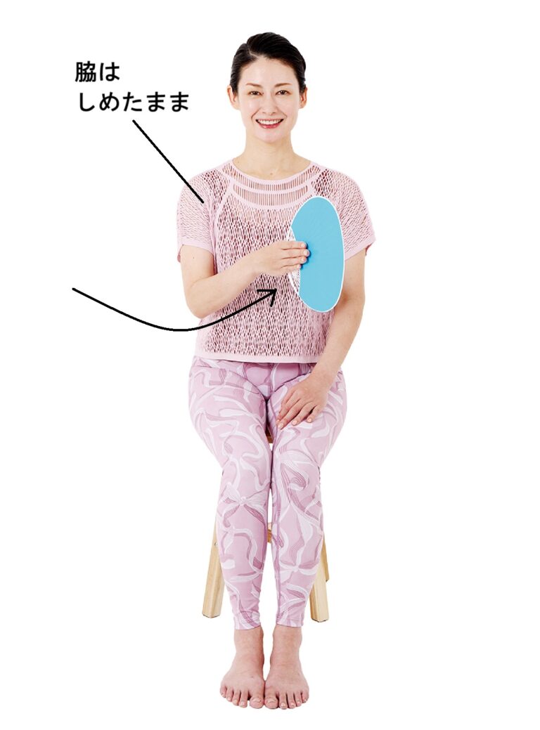【2】内側に約30度閉じる。1→2を小刻みに一定のリズムでゆっくり繰り返し、1分間を目安にあおぐ。