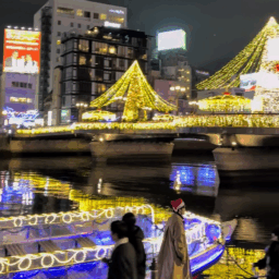 中洲クルーズ乗り場付近のイルミネーション