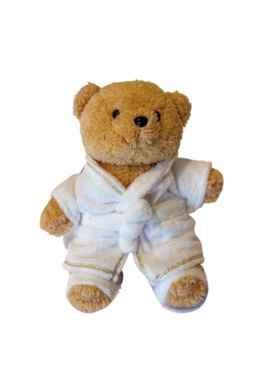 ギフトショップでは、マスコットのテディベアを購入できる。