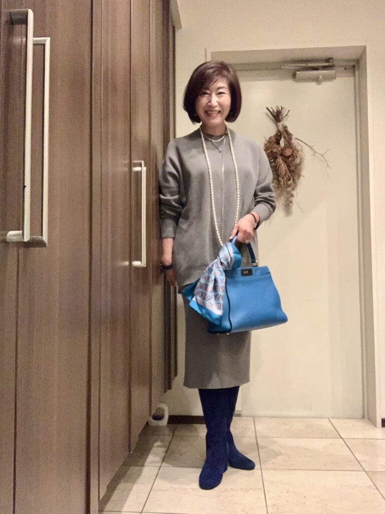 長谷川さん11月ブログ_ニットセットアップコーデ_ブーツ