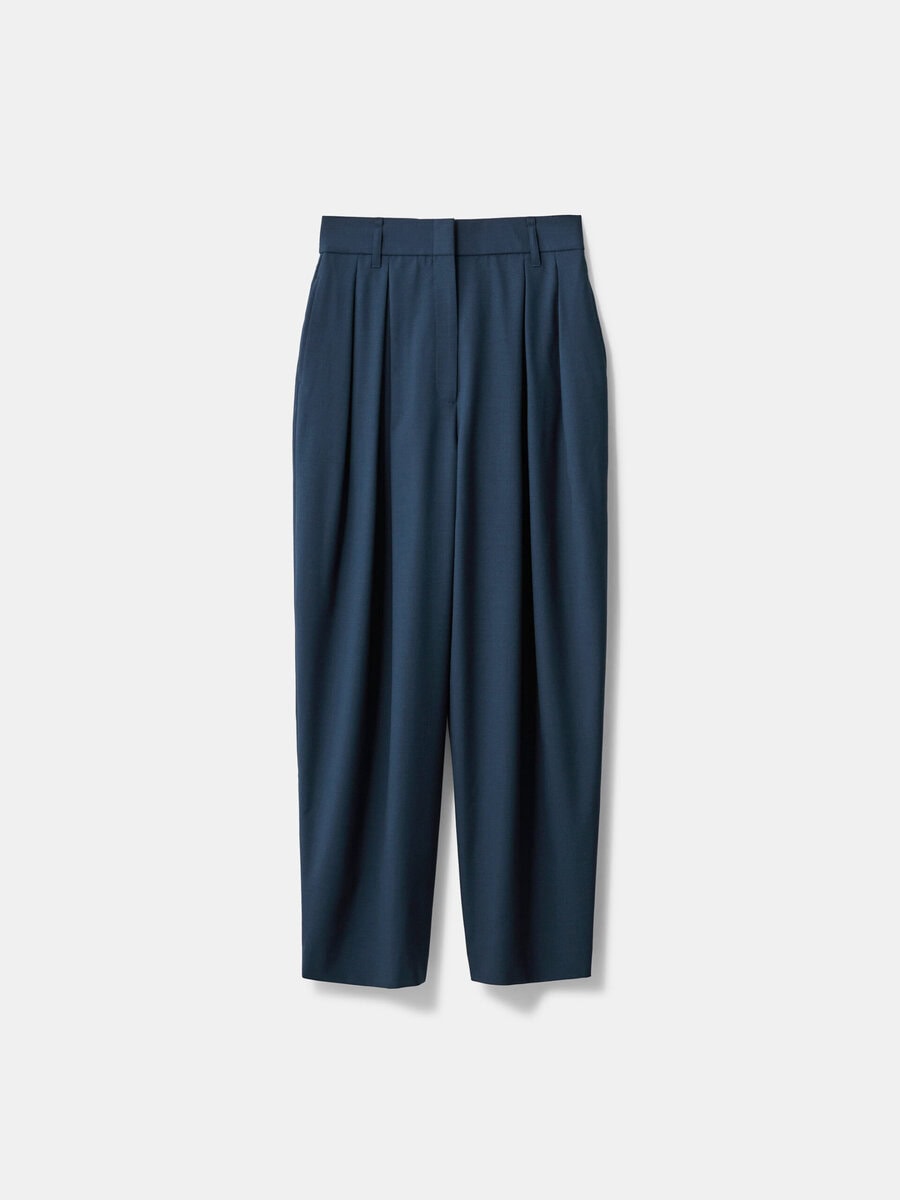 ウールブレンドワイドテーパードパンツ　￥19,000