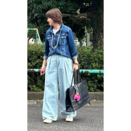 yumikoさん11月ブログ_デニム濃淡セットアップコーデ