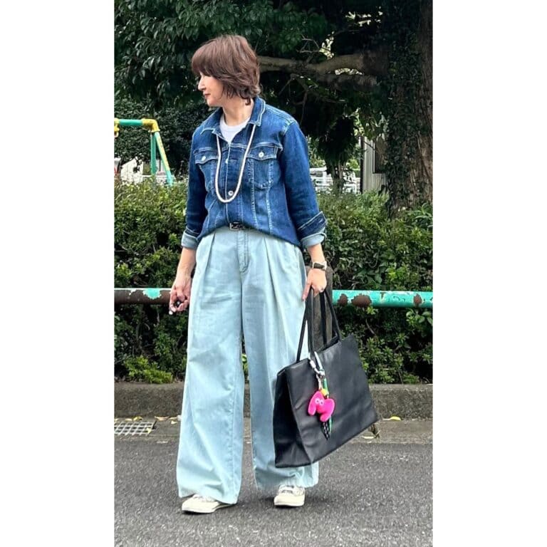 yumikoさん11月ブログ_デニム濃淡セットアップコーデ