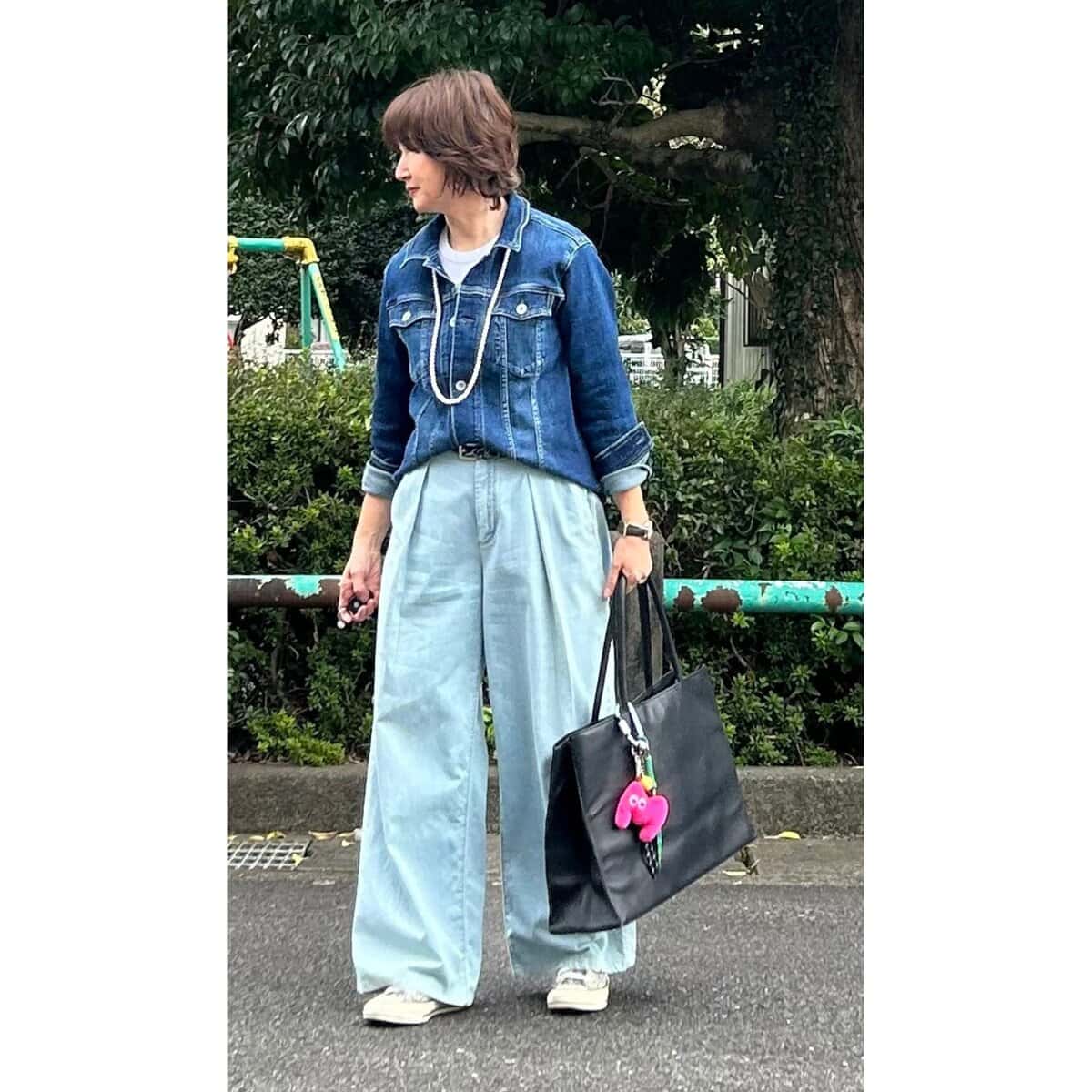 yumikoさん11月ブログ_デニム濃淡セットアップコーデ