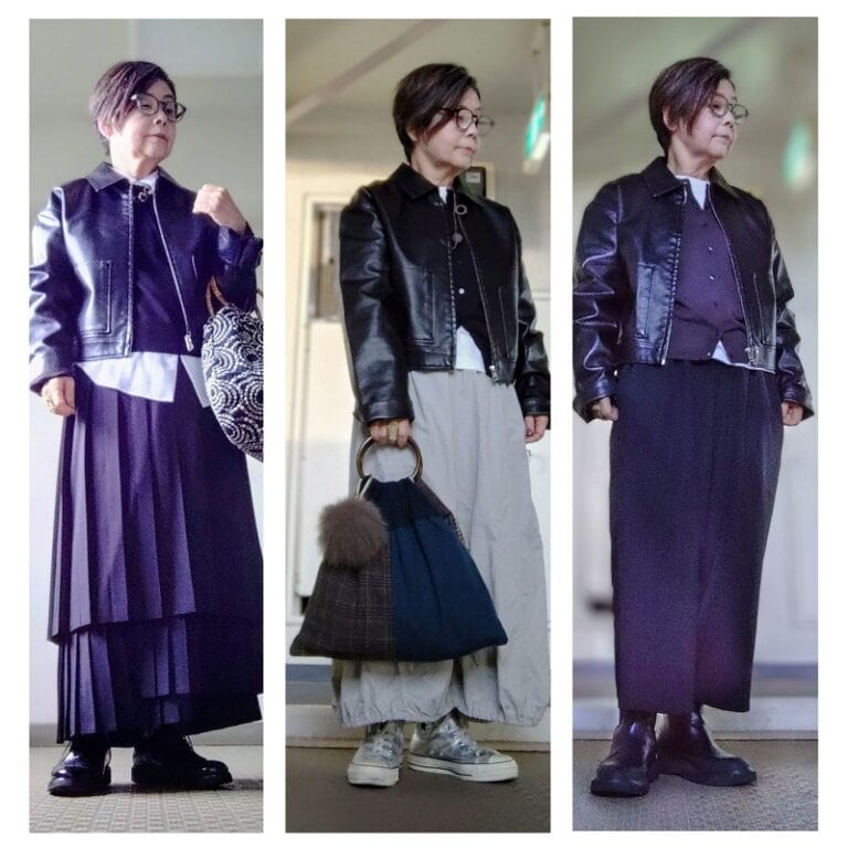 60代おしゃれ】「ZARA」のフェイクレザージャケットを使った着回し
