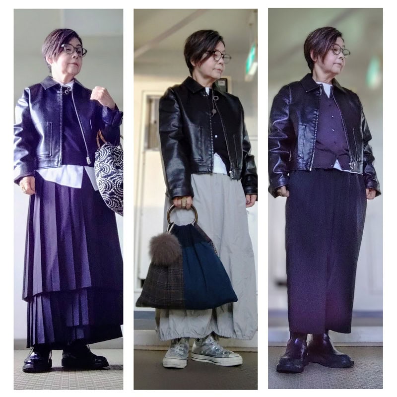 【60代おしゃれ】「ZARA」のフェイクレザージャケットを使った着回しコーデとお気に入りネイル｜素敵ブロガー礒部良子さん