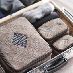 家族のイニシャル入り「トラベル用仕分けポーチ」