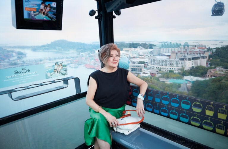 本土の小高い丘、マウントフェーバーとセントーサ島を結ぶケーブルカーからの景観は圧巻!